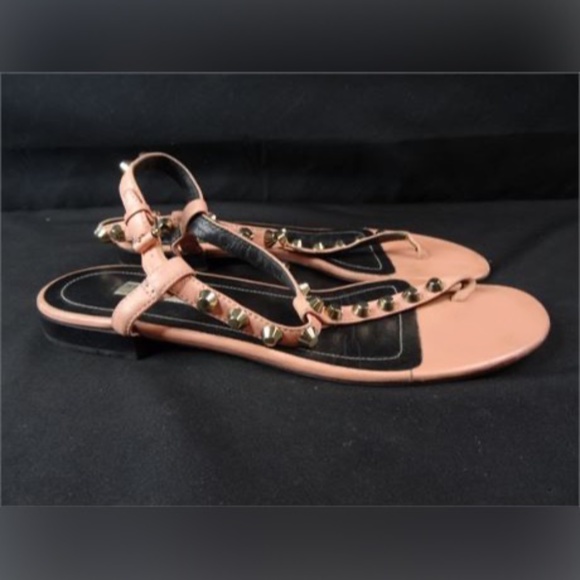 Balenciaga Women's Pink Studded T-Bar Sandals Size: 38 - Picture 10 of 14